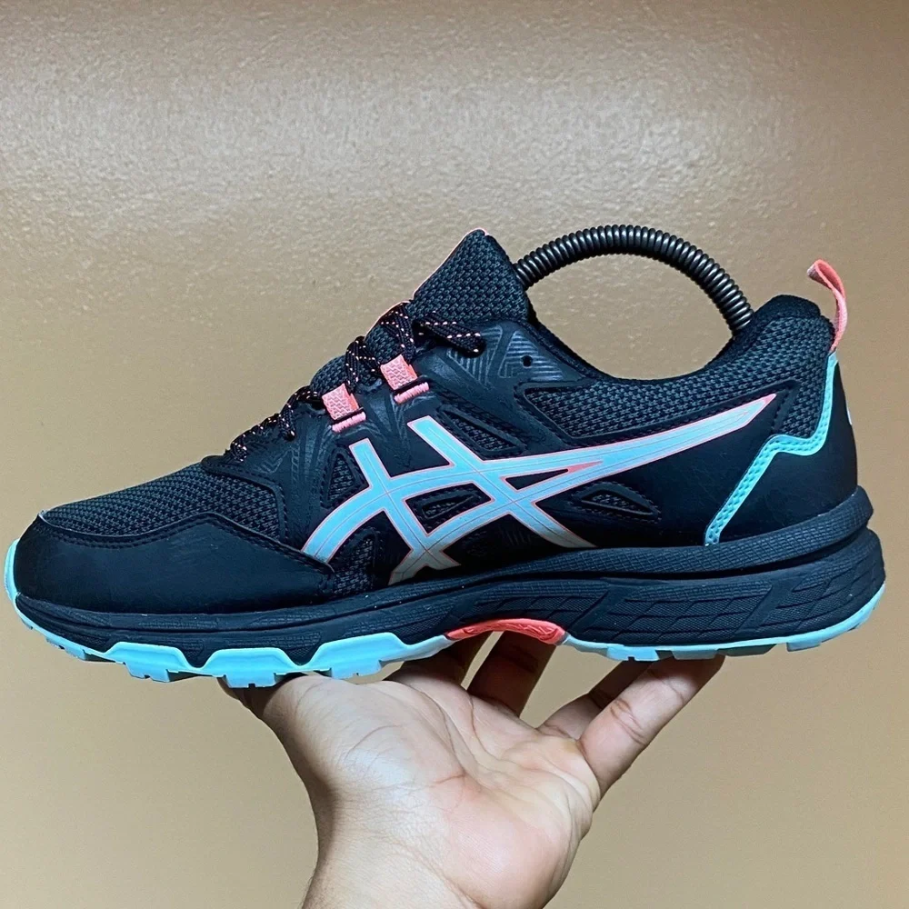 ASICS Gel-Venture 8 Trail Running Sneakers Black Clear Blue Coral Pink Size 10
